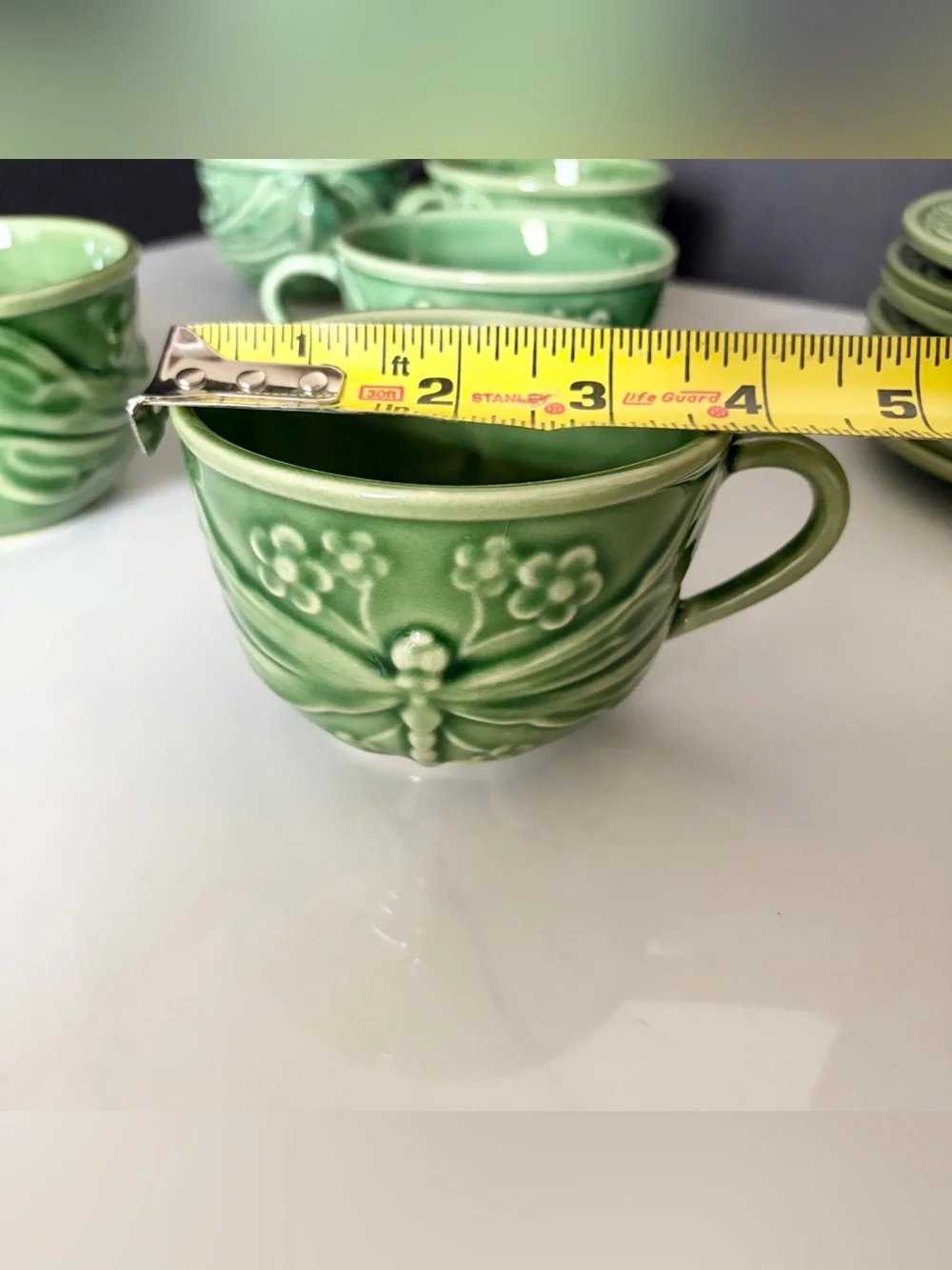 SET of 6 Dragonfly Cup & Saucers - For World Market by Bordallo Pinheiro